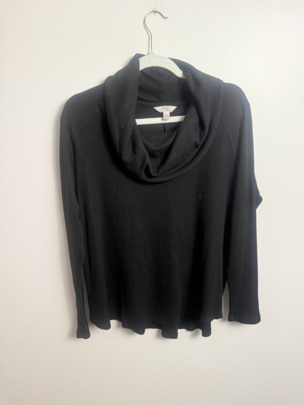 Terra & Sky Black Cowl Neck Top Size 1X (16W-18W) – Ribbed Knit Plus Size